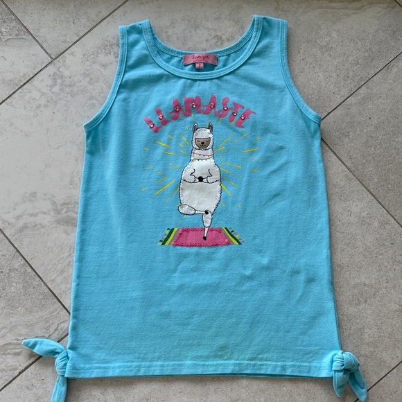 Haven Girl 2pc set  Llama Graphic Tank & Tropical embroidered top sz 7 - Picture 2 of 15